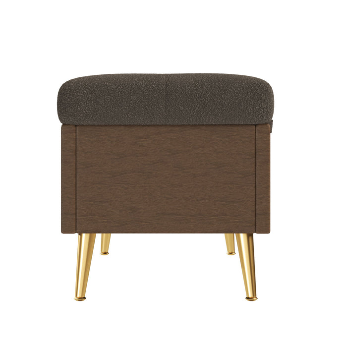Modern Tufted Storage Ottoman Bench With Metal Legs