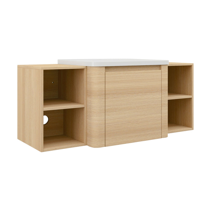 Wall Mounted Bathroom Vanity With Sink, Storage Shelves & Soft Close Door