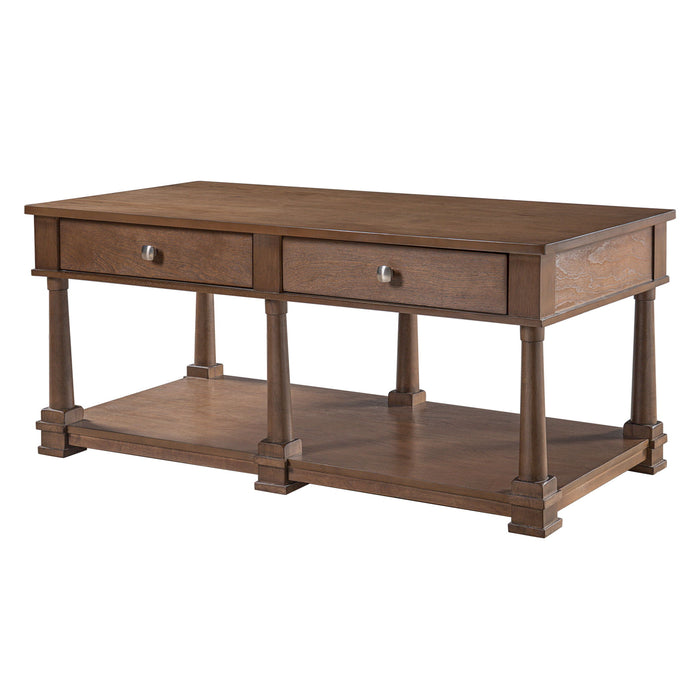 Coffee Table With 2 Storage Drawers & Lower Open Shelf