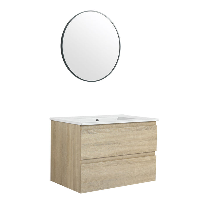 Wall Mounted Bathroom Vanity & Sink, 2 Soft Close Drawers