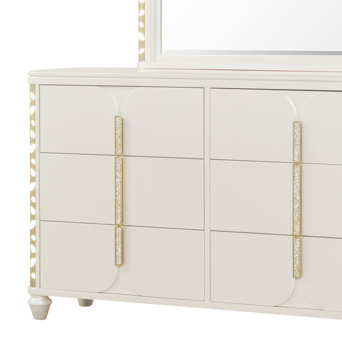 Cinderella - Dresser With LED Accents And 6 Storage Drawers (Mirror Not Included) - Beige
