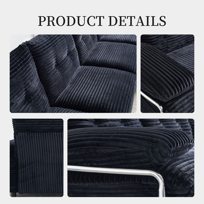 Upholstery Modular Sectional Sofa , 4 Seater With 2 Ottomans For Living Room - Black