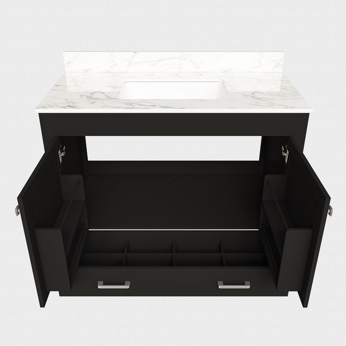 Bathroom Vanity Set, Sink And Faucet Holes Included - Black