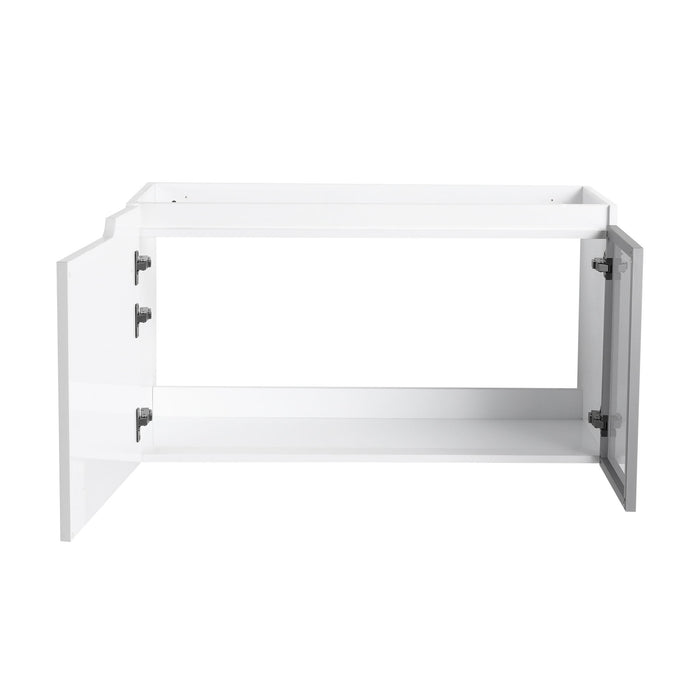 36" (35 1 / 4") Wall Mounted Bathroom Vanity, Cabinet With Half Door (Excluding Sink) - Glossy White