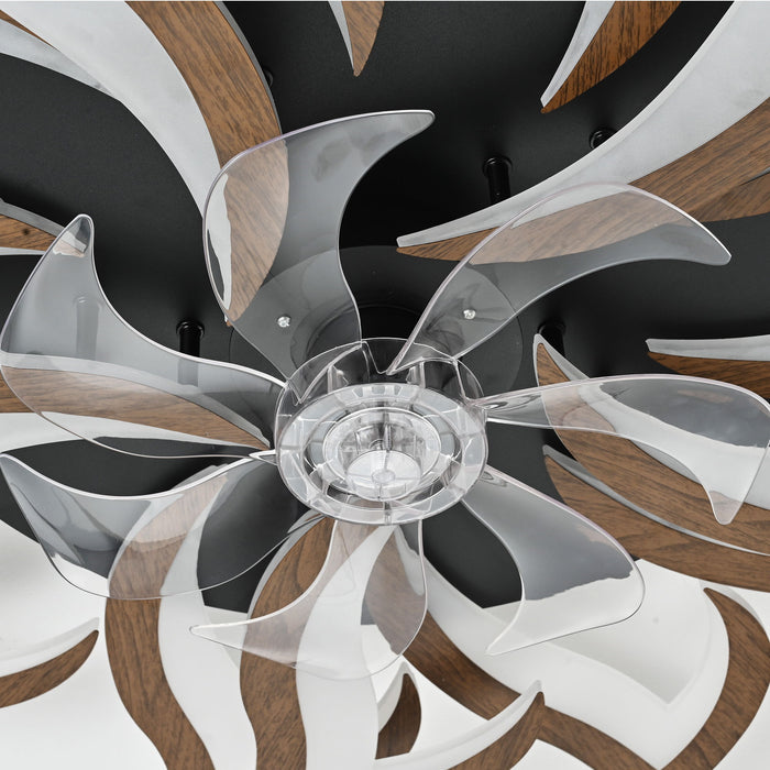 Ceiling Fan With Remote Control And Lights, 6 Speeds, 3 Color Temperatures, Low Profile Flush Mount