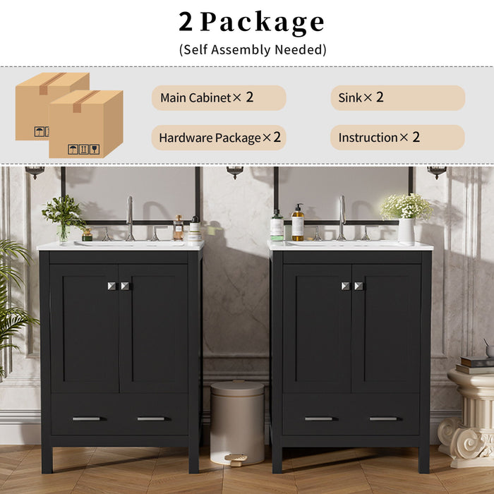 Bathroom Vanity With Integrated Undermount Ceramic Sink, 2 Doors And 1 Drawer, Soft Close Hinges