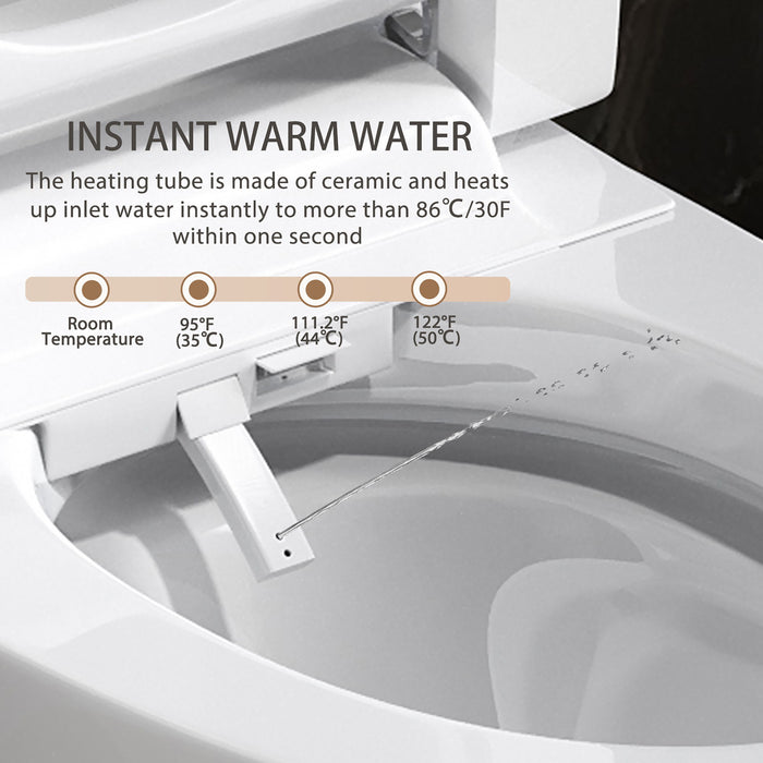 Smart 1 Piece Bidet Toilet With Warm Air Dryer Heated Seat LED Night Light Auto Open / Close - White