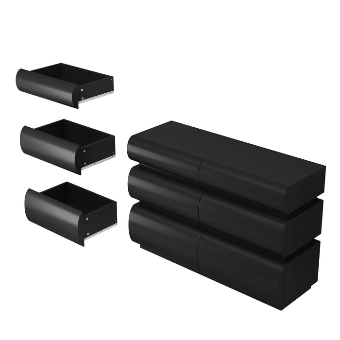 Minimalist Modern 6 Drawer Dresser, Handle Free Design With Wide Storage