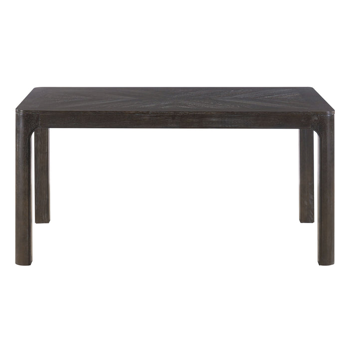 Rectangular Dining Table With Parquet Top, Rounded Corners