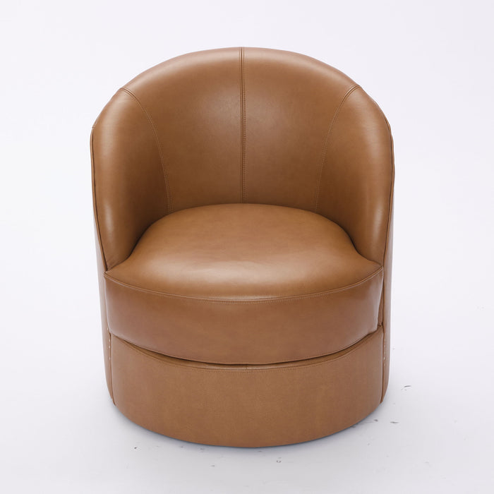 Swivel Accent Chair With 360° Smooth Spin - Black / Light Brown / Silver