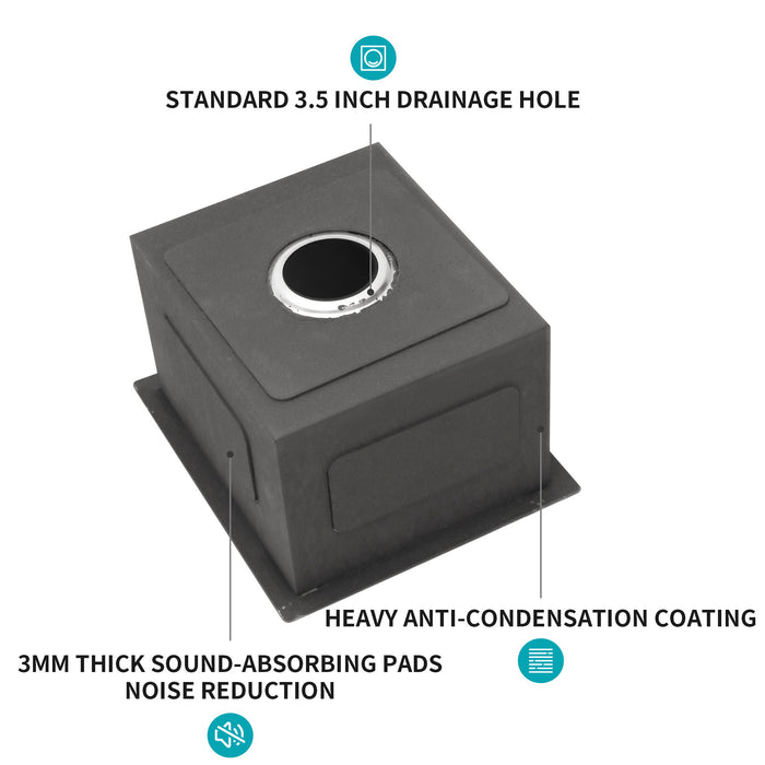 13" Undermount Stainless Steel Kitchen Sink 16 Gauge 9" Deep Single Bowl Basin - Brushed Nickel