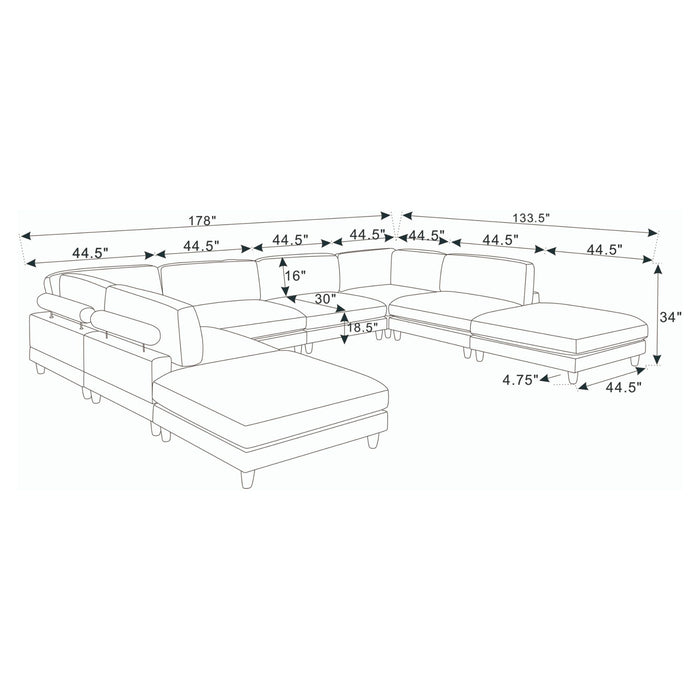 Modern Modular Sectional With Adjustable Back Support