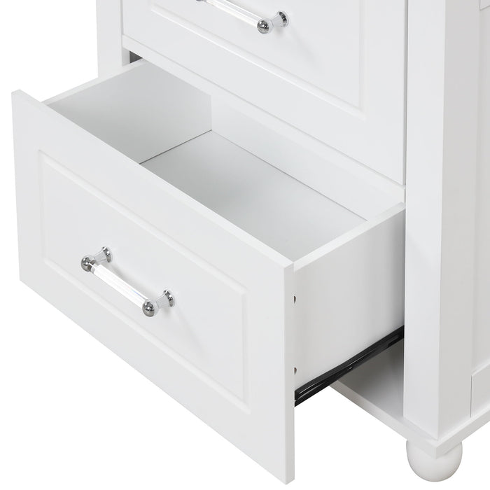 Tall Freestanding Bathroom Storage Cabinet With 2 Drawers And Adjustable Shelf