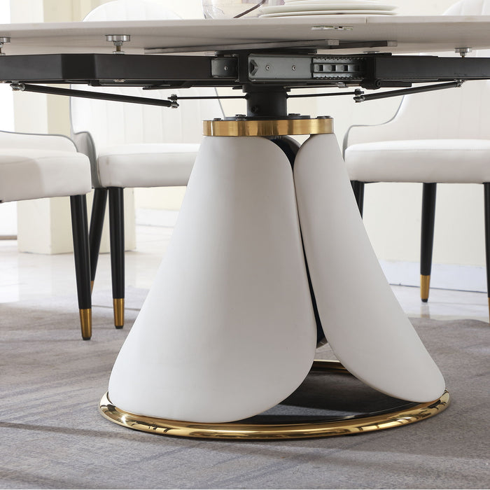 Fashion Modern Sintered Stone Dining Table With Retractable Function And Chairs