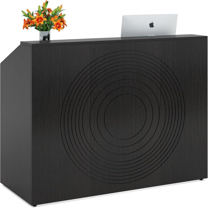 Modern Reception Desk, Front Desk Table With Cable Grommet & Privacy Panels
