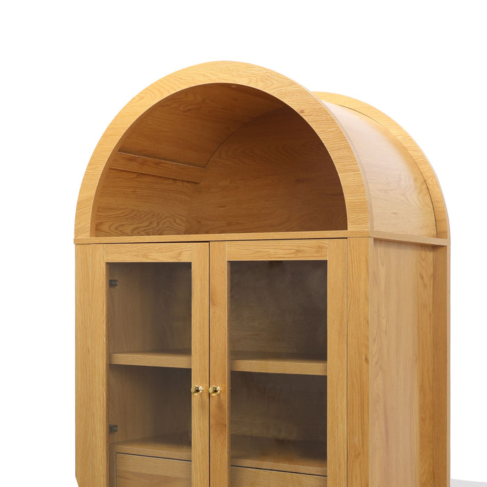 Fluted Tall Arched Pantry Cabinet With Adjustable Shelves