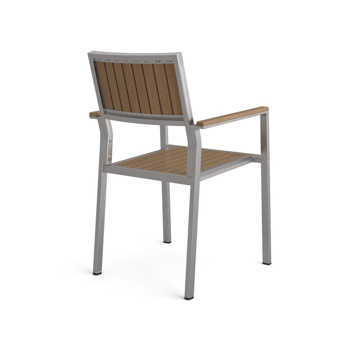 Stylish Modern Faux Wood & Aluminum Outdoor Dining Chairs, (Set of 2) - Natural