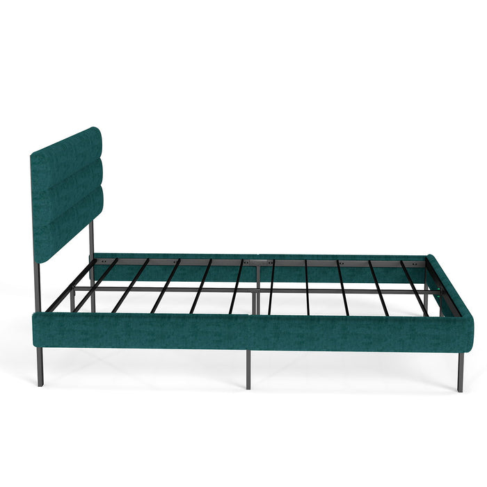 Upholstered Platform Bed Frame With Headboard, No Box Spring Needed, Underbed Storage