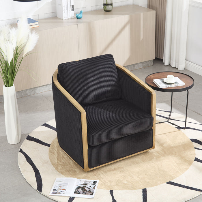 Corduroy Barrel Chair, 360 Degree Swivel