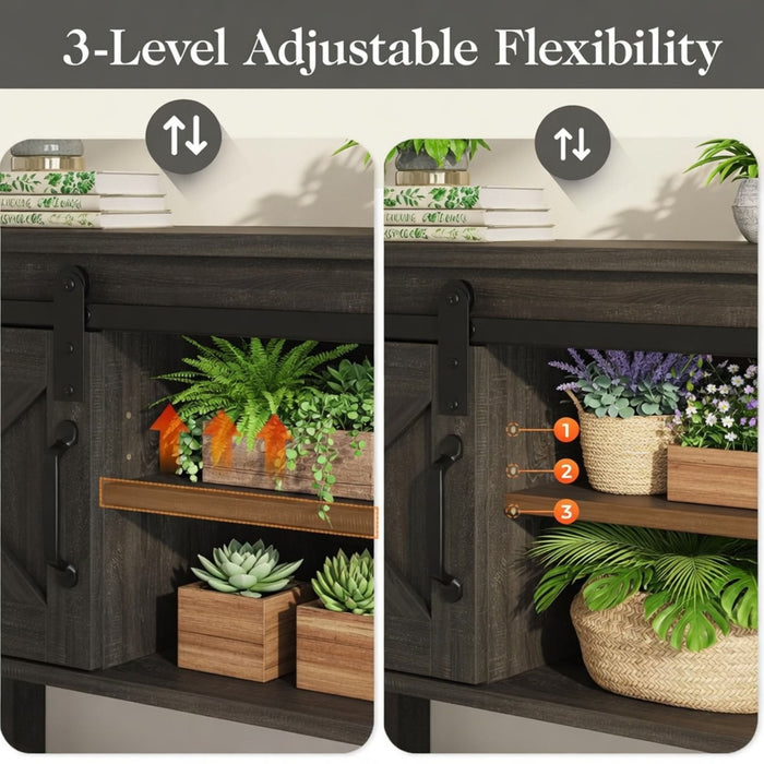 Farmhouse Entryway Table With Sliding Barn Door