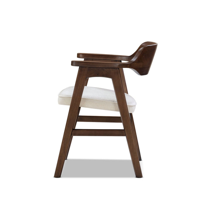 Hayes - Curved Dining Arm Chair - Light Beige