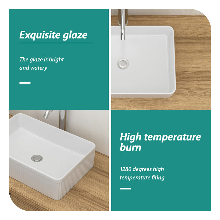 Modern Ceramic Rectangular Vessel Bathroom Sink