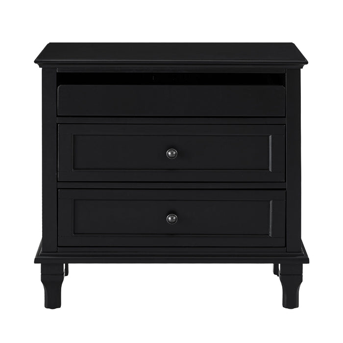 Nightstand With Charging Station, 3 Drawer Storage Table