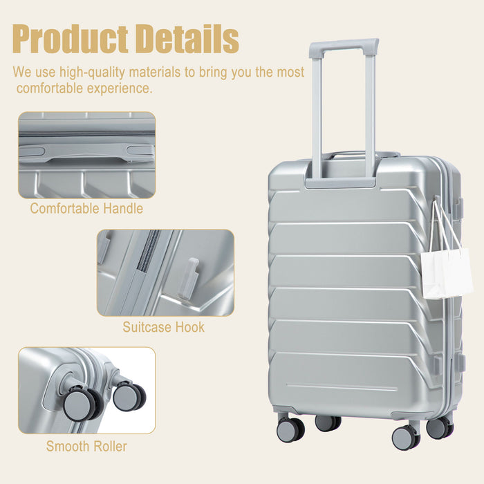 Hard Shell Luggage With Scratch Resistant Surface, 4 Wheels, Combination Lock & Side Hooks