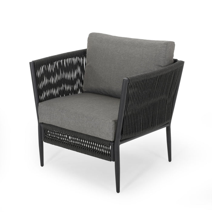Hanford - Modern Club Chair With Woven Rope Design - Gray