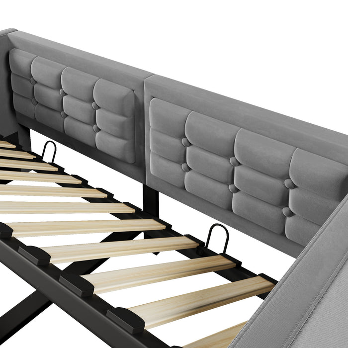 Upholstered Daybed With Hydraulic Storage And USB / Type - C Charging