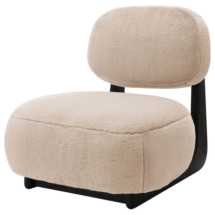 Phia - Upholstered Armless Chair With Oval Back - Camel