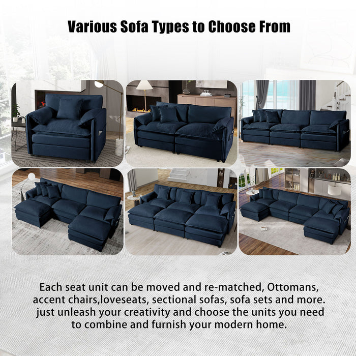 Modern Oversized Deep Seat Sectional Sofa With Pillows