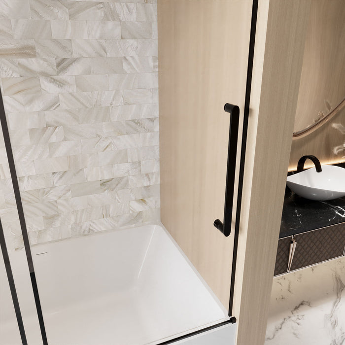 Frameless Single Sliding Shower Door, Square Tube Track