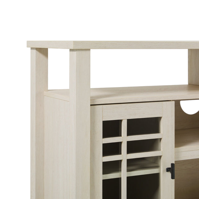 2 Door Sideboard With Windowpane Design - Ivory Oak