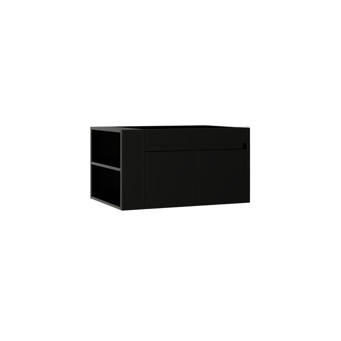Floating Bathroom Vanity Cabinet, Soft Close Double Drawers, Open Side Storage, Wall Mounted, Cabinet Only