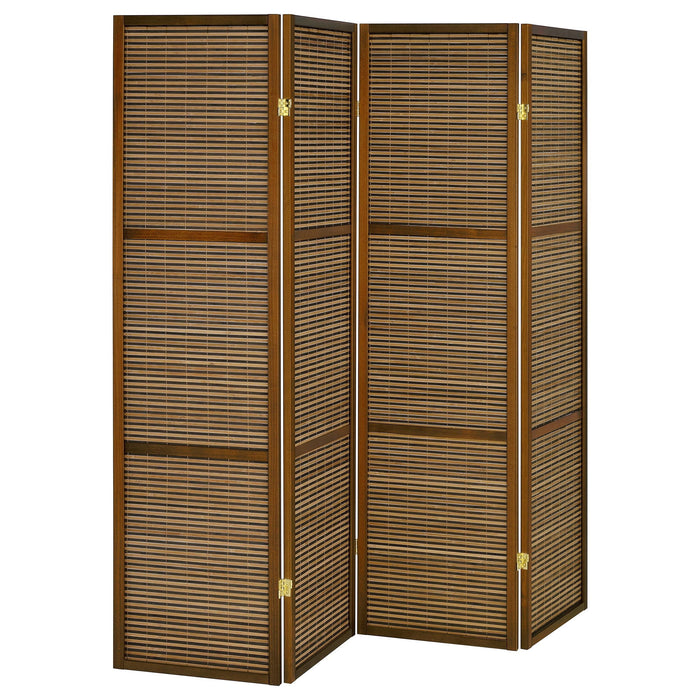 Kenabi - 4 Panel Room Divider Folding Screen - Walnut