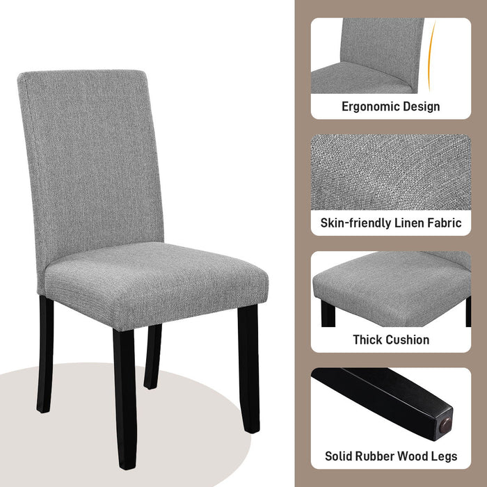 5 Piece Round Dining Table Set, Modern Table And 4 Upholstered Chairs For Dining Room