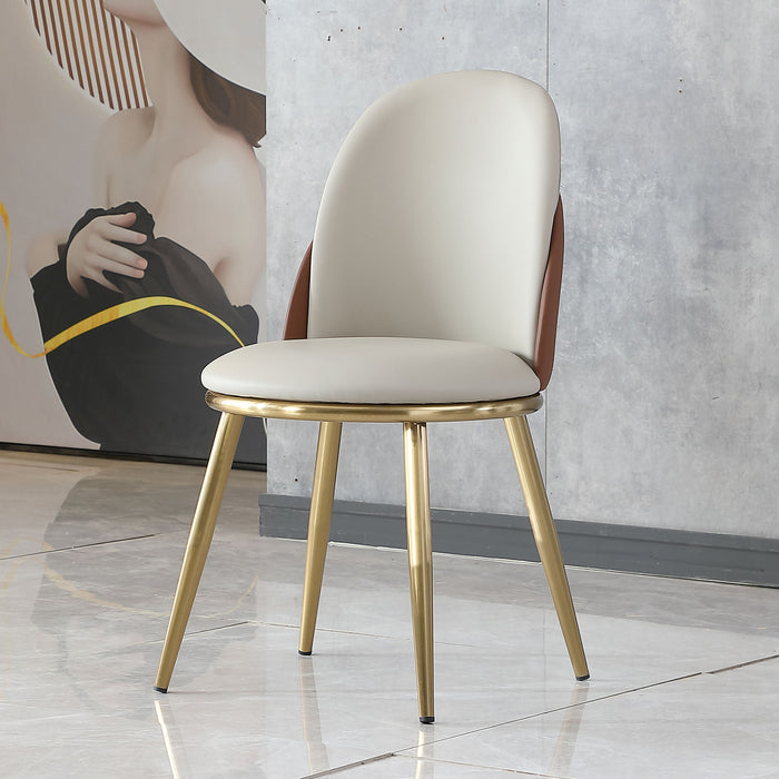 Modern Dining Chairs (Set of 2) With Gold Metal Legs - Beige