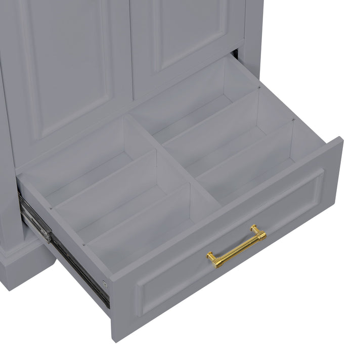 Bathroom Vanity With Sink, 1 Divided Drawer And 2 Soft Close Doors With Double Shelf