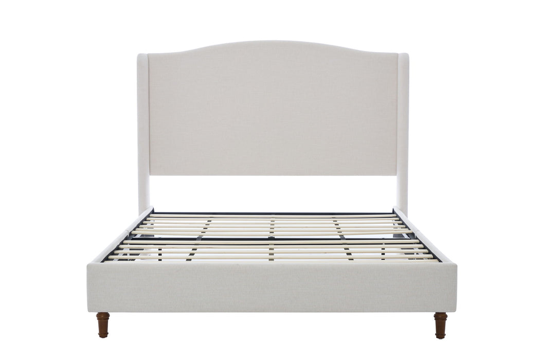 Hannah - Upholstered Wingback Bed Size / Tall Headboard Upholstered King Bed / Premium Textured Look / Minimalist Designs / No Box Spring Needed