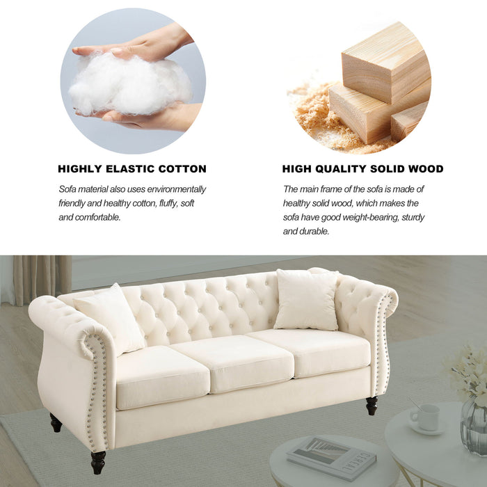 Chesterfield Sofa With Rolled Arms And Nailhead Trim