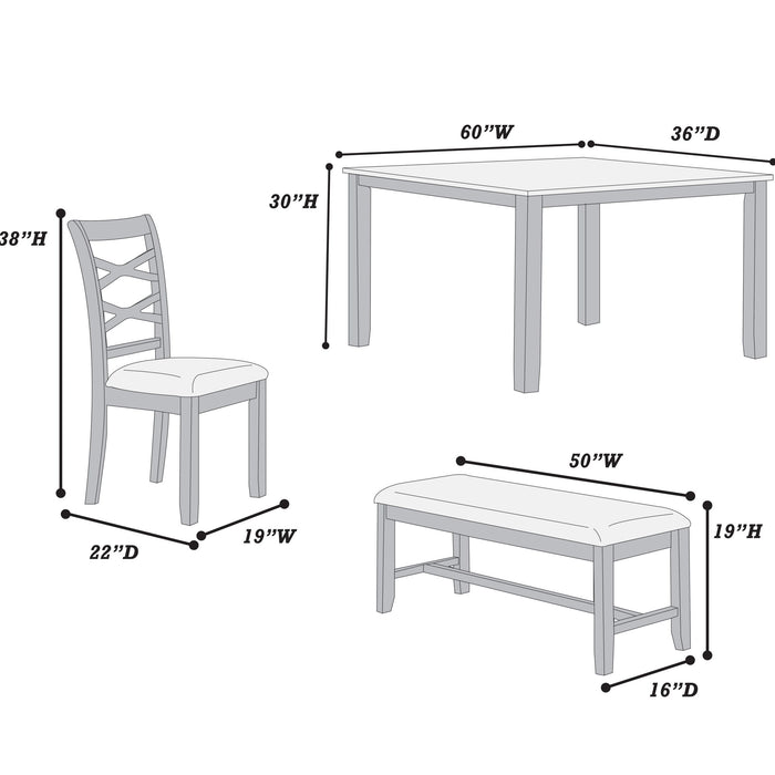Dining Set 6 Piece With Table And Upholstered X Back Chairs - Charcoal