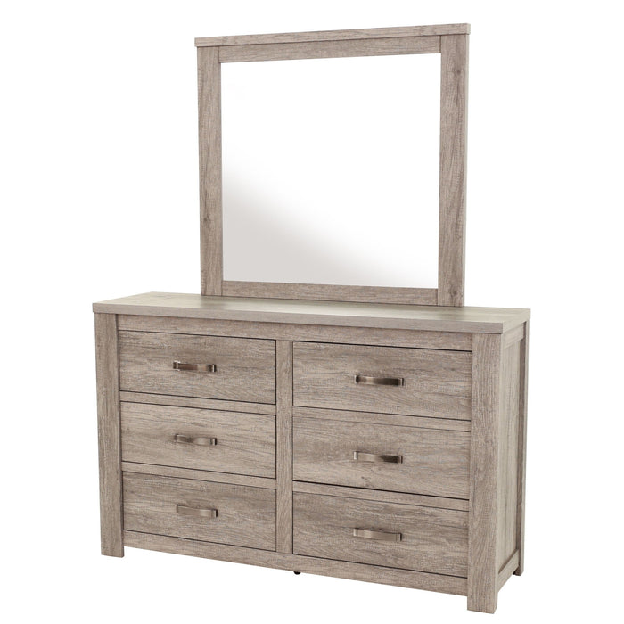 1 Piece Dresser With Handles, 6 Drawers - Light Gray