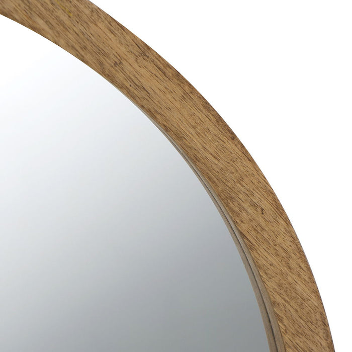 Circle Wall Mirror With Wooden Frame, Wall Mirror For Living Room