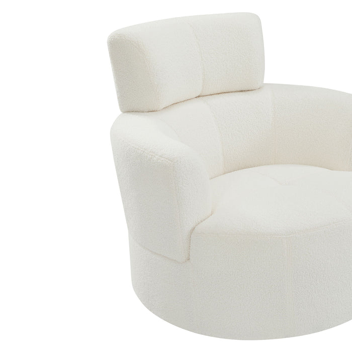 360° Swivel Chair Upholstered Accent Barrel Chair With Adjustable Headrest