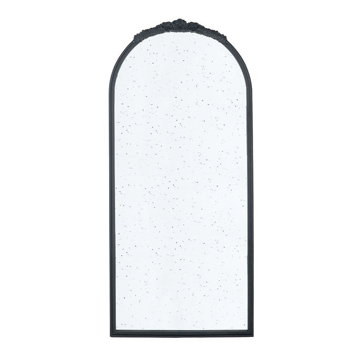 Hand Carved Rose Antique Mirror Frame, Wood Arch Mirror Wall Decor For Living Room