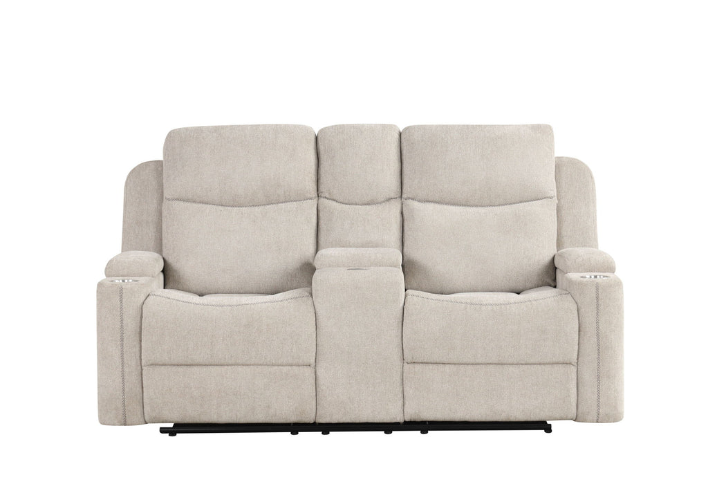 Galya - Motion Loveseat With Console - Light Gray