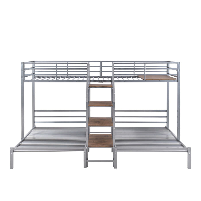 Metal Bunk Bed With Storage Shelves Staircase