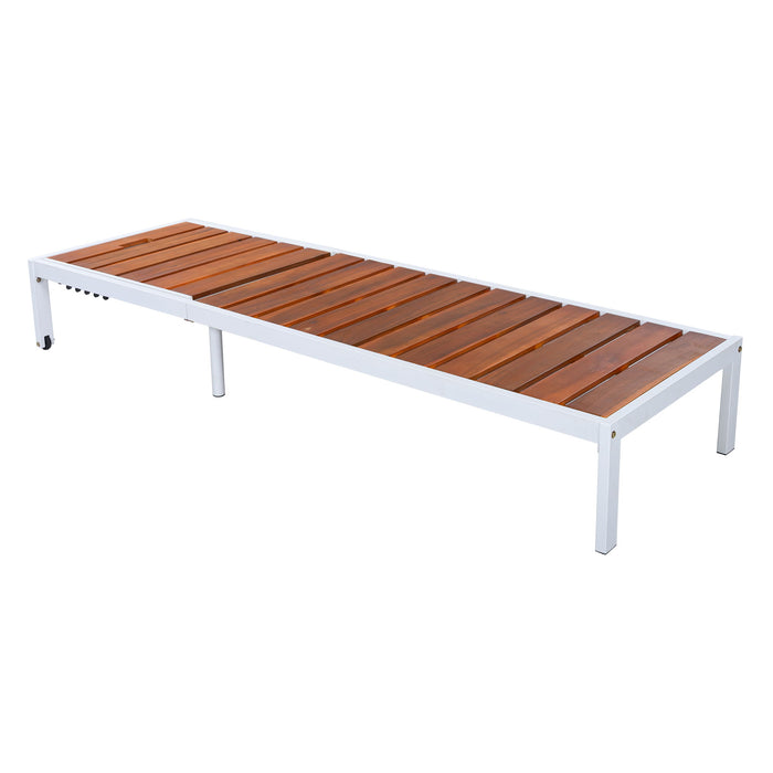 Outdoor Chaise Pool Lounge Chairs With Adjustable Backrest - Brown / White
