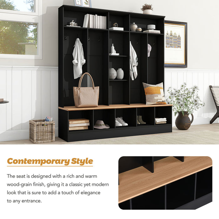 Minimalist Shoe Cabinet With Cube Storage & Shelves
